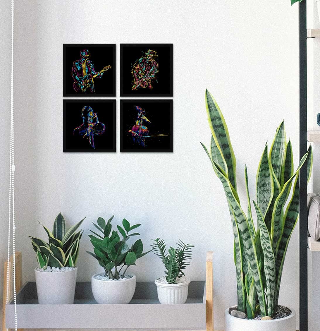 Artx Paper Musical Instruments Music Pop Wall Art Painting, Framed Paintings, 20 X 20 Inches (Combined), 10.0 X 10.0 Each, Abstr